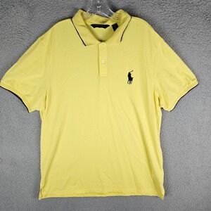 Polo Golf Ralph Lauren Polo Shirt Mens 2XL Yellow Big Pony Logo Collared Pro Fit